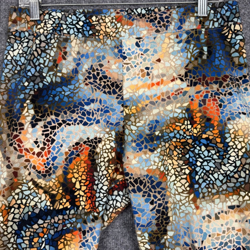 Soft Surroundings Leggings Womens M Blue Mosaic Cotton Blend Stretch Pull On - Picture 10 of 12